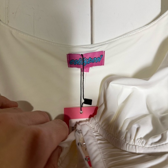 Edikted White Corset Top Long Sleeve Size Large NWT Cute - Picture 7 of 10